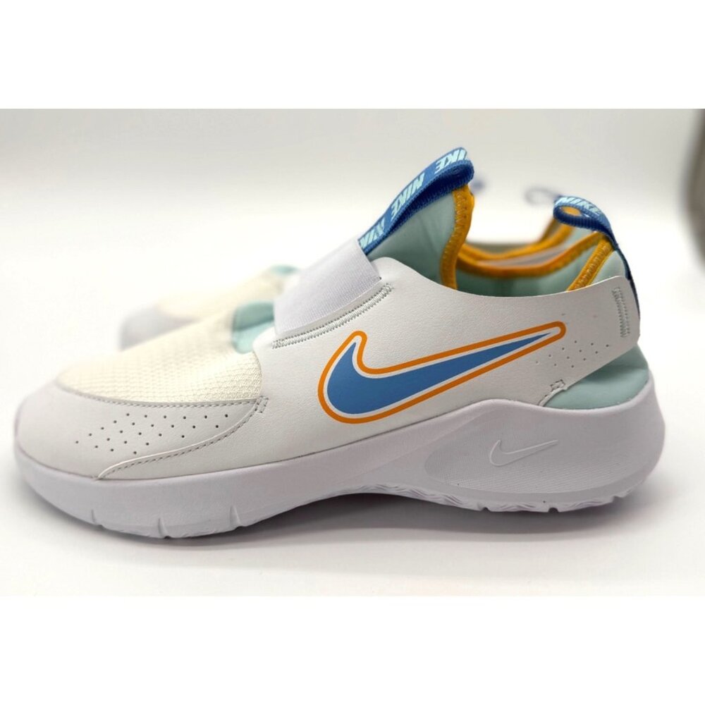 Nike Slip-On Kids Sneakers White/Blue/Orange Size 7Y Breathable Mesh Athletic Sh